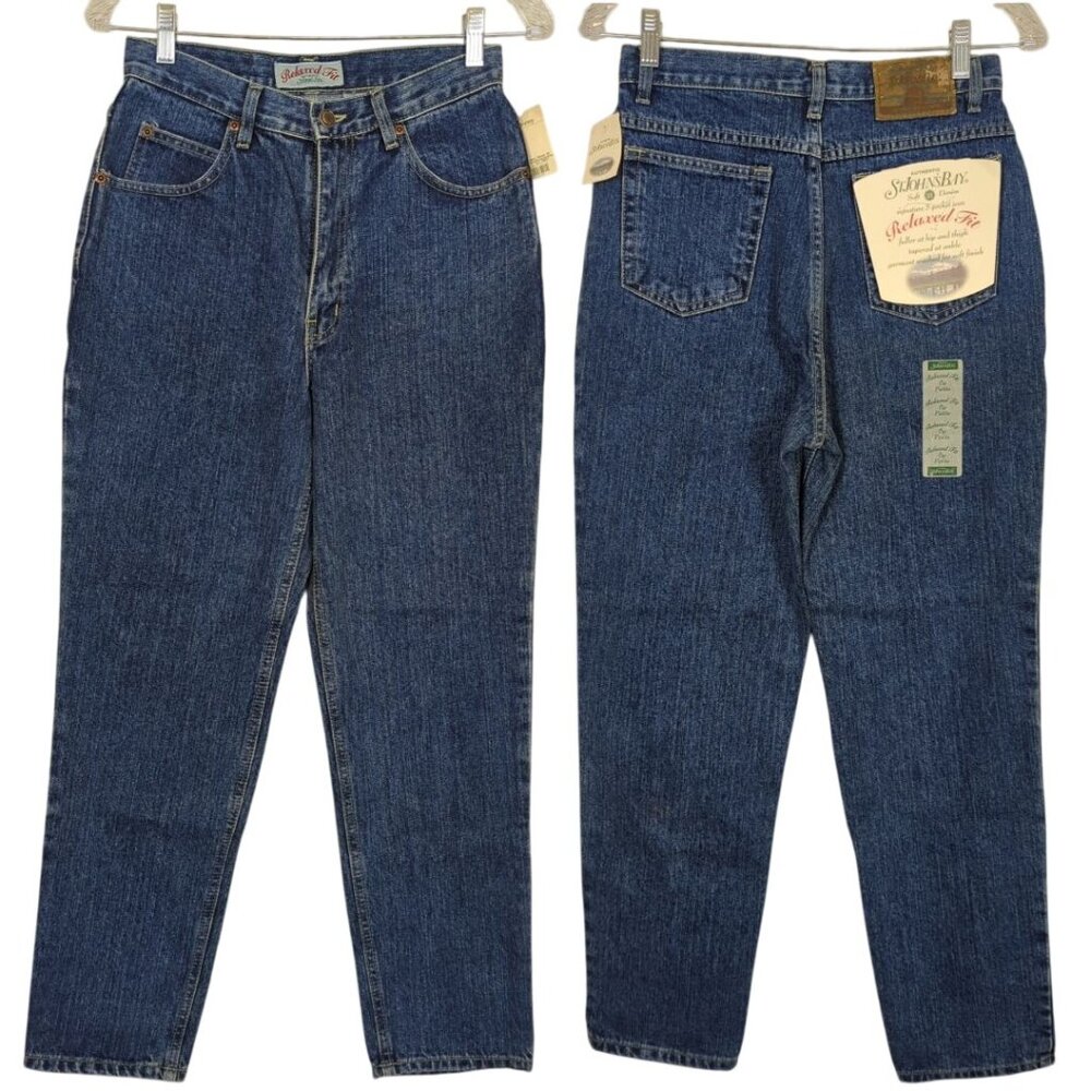 St. Johns Bay Vintage Signature Relaxed Fit Tapered dark Denim Jeans size 6p